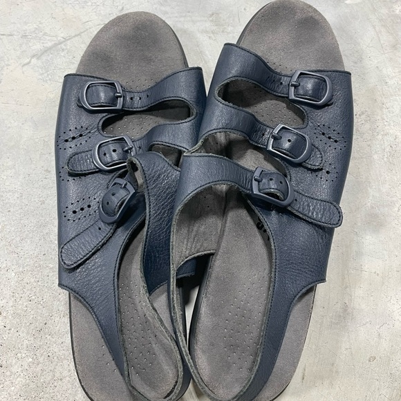 SAS Tripad Comfort Three Strap Sandals Women Size 8.5 Narrow Blue Leather Buckle - Picture 6 of 8